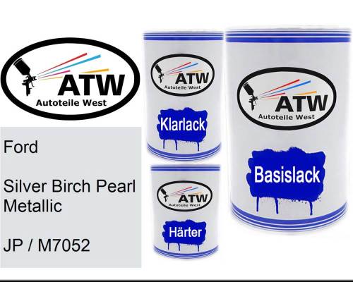 Ford, Silver Birch Pearl Metallic, JP / M7052: 500ml Lackdose + 500ml Klarlack + 250ml Härter - Set, von ATW Autoteile West.